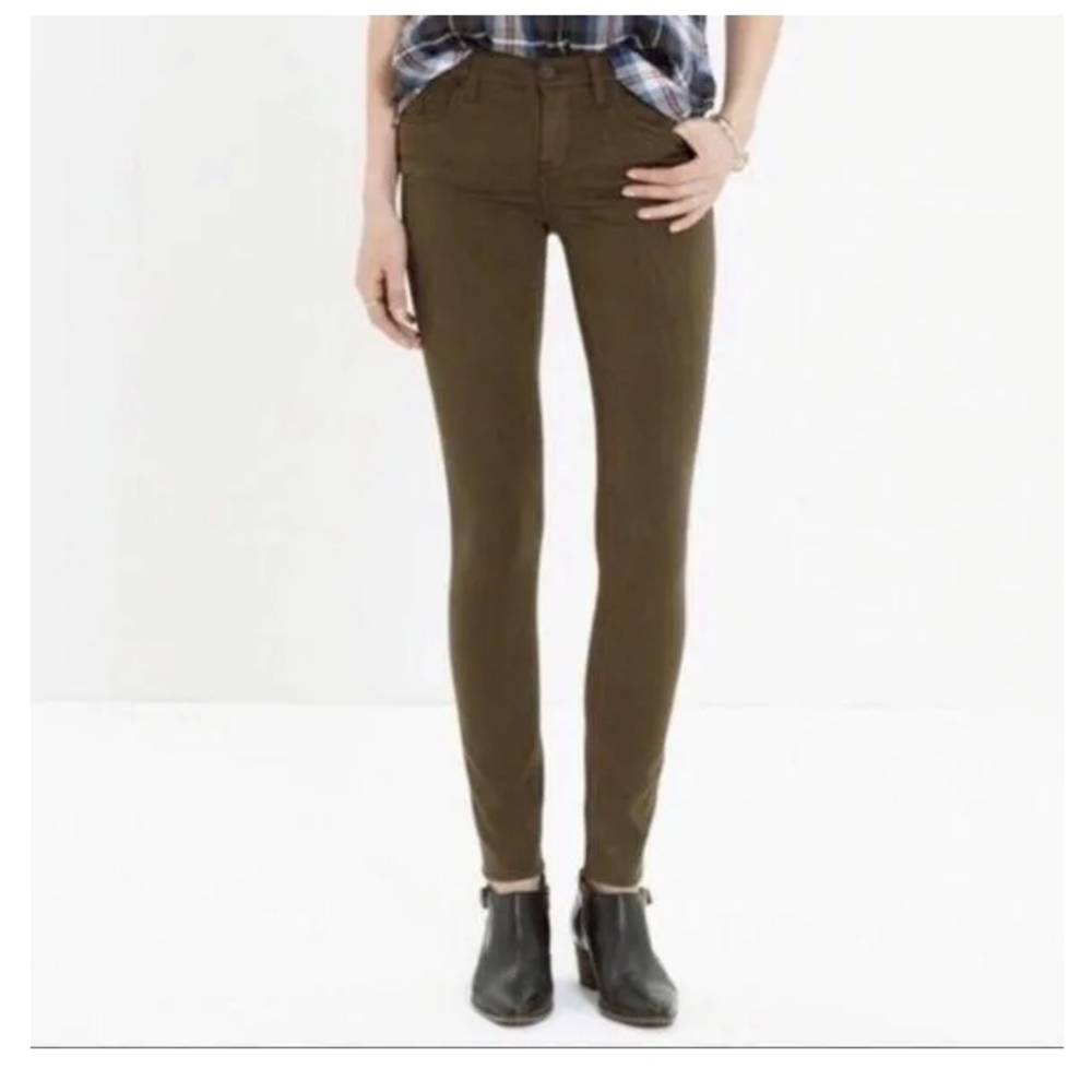 Madewell 28 x 32 Skinny Skinny Pants Coated Drab Olive Green BLOGGER FAV - Picture 2 of 9